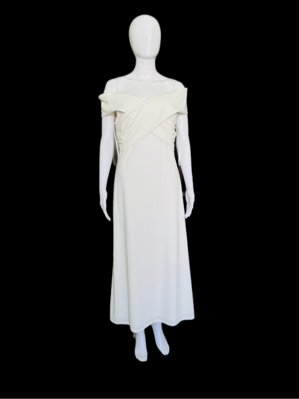Donna Karan Strapless White Draped Evening Gown